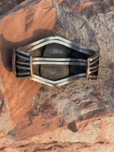 Load image into Gallery viewer, Large Navajo 3 Stone Turquoise Cuff, size 7