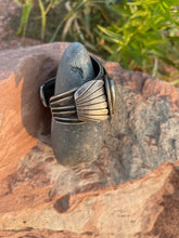 Load image into Gallery viewer, Large Navajo 3 Stone Turquoise Cuff, size 7