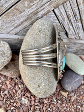 Load image into Gallery viewer, Vintage Navajo Turquoise and Coral Sterling Silver Cuff with a Bear Claw, 1970s