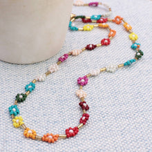 Load image into Gallery viewer, Rainbow Fields Multicolor Bead Flower Necklace
