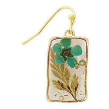Load image into Gallery viewer, Cottage Turquoise Dried Flower Rectangle Earrings
