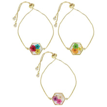 Load image into Gallery viewer, Gold Dried Flower Pull Bracelet
