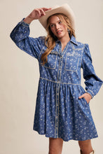 Load image into Gallery viewer, Embroidered Western Shirt Dress
