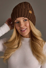 Load image into Gallery viewer, Brown Cable Knit Design Beanie
