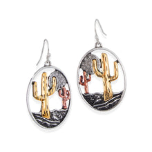 Load image into Gallery viewer, Two Tone Desert Scene Earrings
