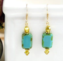 Load image into Gallery viewer, Czech Bead Rectangle Earrings

