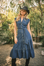 Load image into Gallery viewer, Tiered Denim Midi Dress
