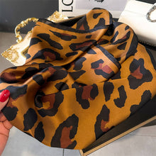 Load image into Gallery viewer, Leopard Print Satin Square Scarf

