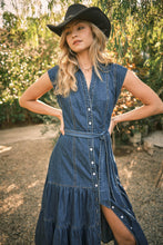 Load image into Gallery viewer, Tiered Denim Midi Dress
