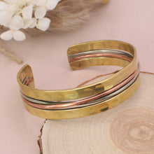 Load image into Gallery viewer, Mixed Metal Twisted Lines Cuff Bracelet
