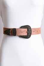 Load image into Gallery viewer, Suede Antique Gold Western Buckle Belt
