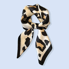 Load image into Gallery viewer, Leopard Print Satin Square Scarf
