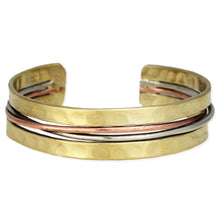 Load image into Gallery viewer, Mixed Metal Twisted Lines Cuff Bracelet
