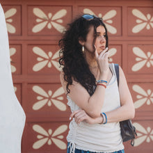 Load image into Gallery viewer, "Dolce Vita" Floral Glass Beads with Gold Accents Hair Tie Bracelets
