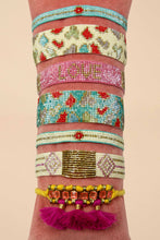 Load image into Gallery viewer, Beaded Bracelet Wide - Leopard, Aqua

