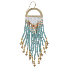 Load image into Gallery viewer, Gold Mint Beaded Fringe Half Circle Earrings
