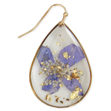 Load image into Gallery viewer, Gilded Flower Purple Dried Flower Teardrop Earrings
