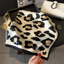 Load image into Gallery viewer, Leopard Print Satin Square Scarf
