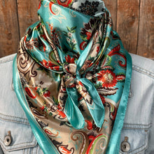 Load image into Gallery viewer, Turquoise That So 70's Paisley Wild Rag
