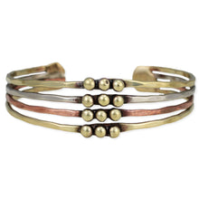 Load image into Gallery viewer, Mixed Metal Hammered Dotted Cuff Bracelet
