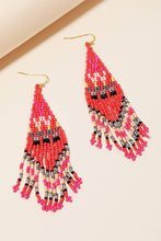 Load image into Gallery viewer, Triangle Seed Beaded Fringe Earrings
