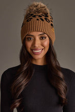 Load image into Gallery viewer, Camel Leopard Pattern Knit Pom Hat
