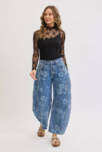 Load image into Gallery viewer, Floral Print Denim Barrel Jean
