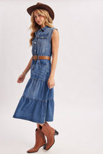 Load image into Gallery viewer, Denim Tiered Midi Dress
