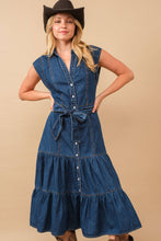 Load image into Gallery viewer, Tiered Denim Midi Dress

