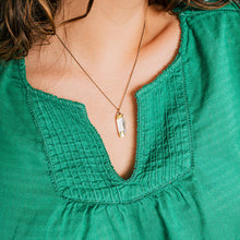 Load image into Gallery viewer, Tiny Pearl Handle Knife on Brass Chain Necklace: 18 Inch

