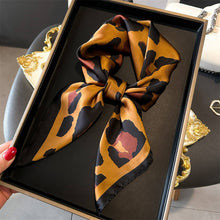Load image into Gallery viewer, Leopard Print Satin Square Scarf
