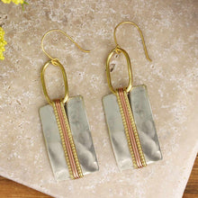 Load image into Gallery viewer, Boho Silver Mixed Metal Bar Earring
