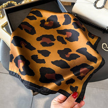 Load image into Gallery viewer, Leopard Print Satin Square Scarf
