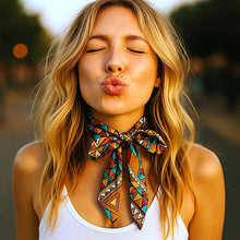 Load image into Gallery viewer, Brown and Yellow Western Skinny Mini Wild Rag

