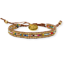 Load image into Gallery viewer, Skinny Gold Darjeeling Rainbow Bracelet
