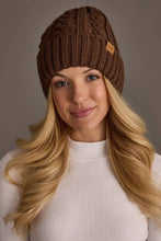 Load image into Gallery viewer, Brown Cable Knit Design Beanie
