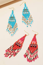 Load image into Gallery viewer, Triangle Seed Beaded Fringe Earrings
