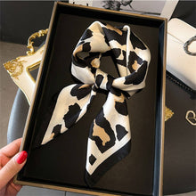 Load image into Gallery viewer, Leopard Print Satin Square Scarf
