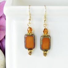 Load image into Gallery viewer, Czech Bead Rectangle Earrings
