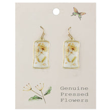 Load image into Gallery viewer, White Dried Flower Gold Rectangle Earrings
