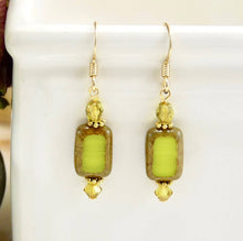 Load image into Gallery viewer, Czech Bead Rectangle Earrings
