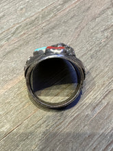 Load image into Gallery viewer, Vintage Eagle Turquoise and Red Coral Eagle Ring
