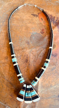 Load image into Gallery viewer, Vintage Santo Domingo Zuni Turquoise Inlay Disc Necklace
