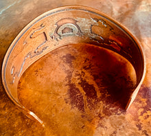 Load image into Gallery viewer, Copper Cuff with Rainbow Yeti Buffalo Dancer
