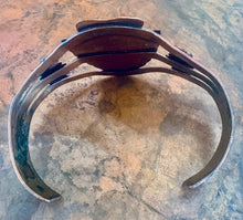 Load image into Gallery viewer, Fred Harvey Inspired Copper Arrowhead Cuff Bracelet with Turquoise Accent
