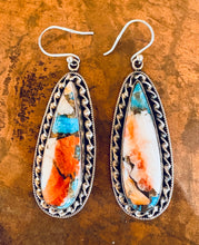 Load image into Gallery viewer, Vintage Turquoise and Shell Composite Teardrop Earrings
