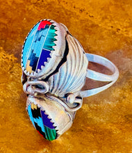 Load image into Gallery viewer, Vintage Double Oval Zuni Inlay Ring
