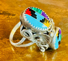 Load image into Gallery viewer, Vintage Double Oval Zuni Inlay Ring

