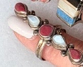 Load image into Gallery viewer, Vintage Red Coral and Mother of Peral Ring
