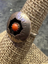 Load image into Gallery viewer, Vintage Red Coral Shadowbox Ring
